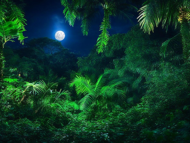 Dschungel in der Nacht Mondlicht hochauflösendes Bild