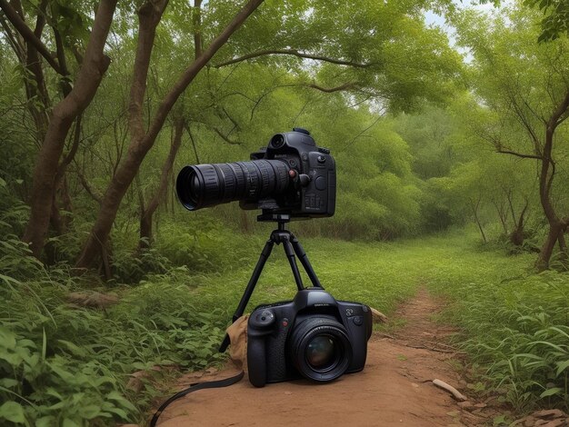 DSLR NO BONITO FUNDO DE JANGAL