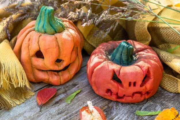 Duas abóboras para o halloween.