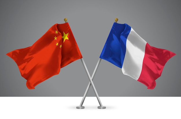 Duas bandeiras cruzadas da China e da França
