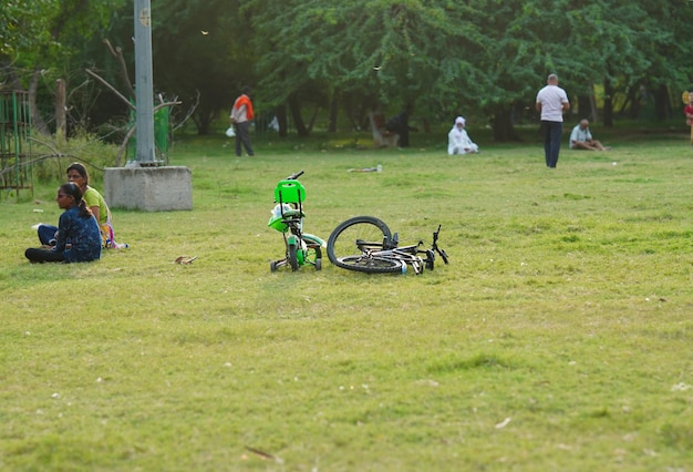 Duas bicicletas caíram no meio do parque