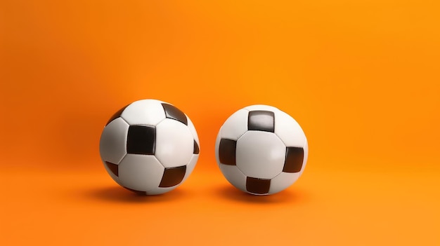 Duas bolas de futebol em um fundo laranja