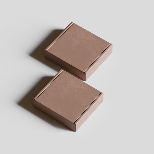 duas caixas de chocolate são colocadas lado a lado, uma das quais é marrom