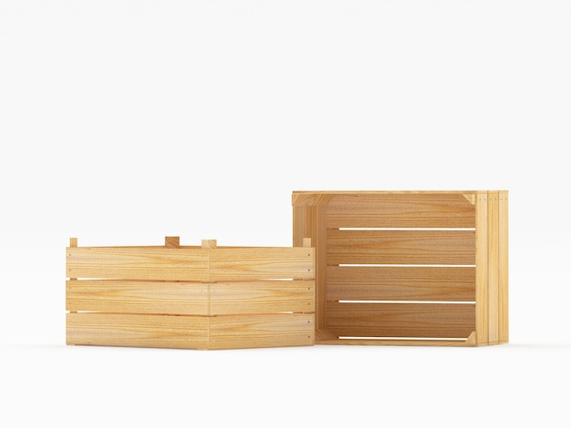 Duas caixas de madeira em posições diferentes