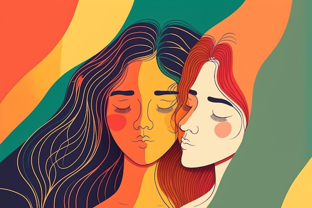 Duas garotas lgbt em estilo de arte moderna