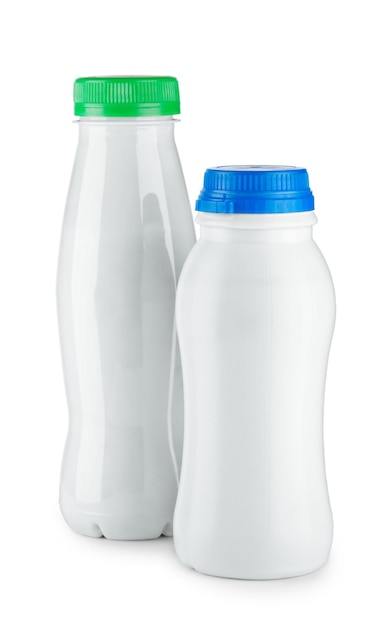 Duas garrafas brancas isoladas em um fundo branco