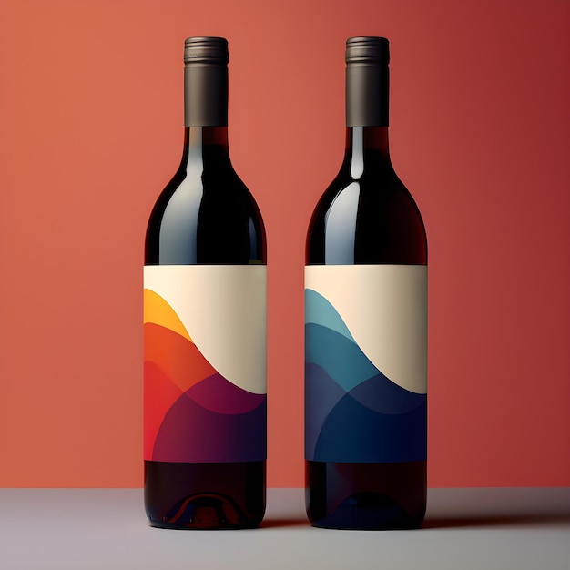 Duas garrafas de vinho com cores diferentes.