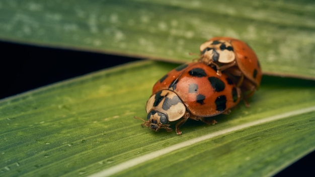 Duas joaninhas na grama verde