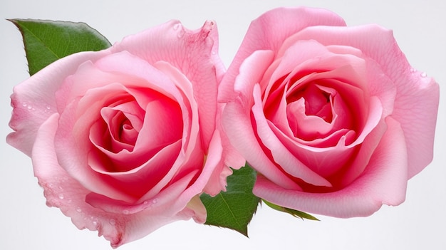 Duas lindas flores de rosa rosa em plena floração