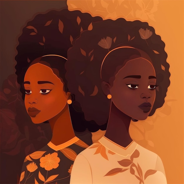 Duas lindas mulheres negras estão juntas com IA geradora de imagem
