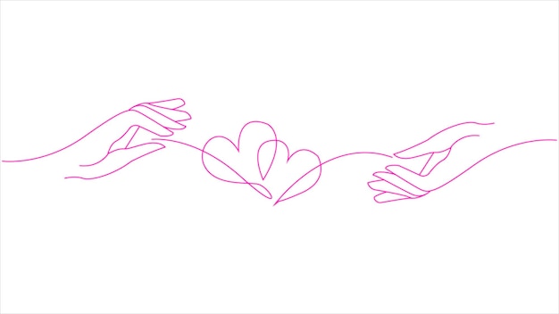 Duas mãos fazendo um sinal de coração desenhando uma linha contínua Dia dos Namorados