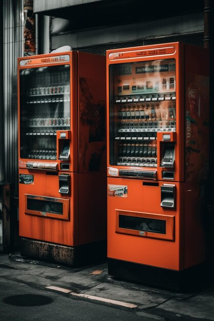 Foto duas máquinas de venda automática que dizem 'máquinas de venda automática'