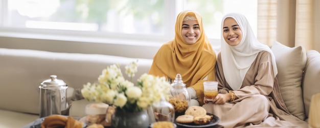 Duas mulheres a desfrutar de um tempo de relaxamento juntas.