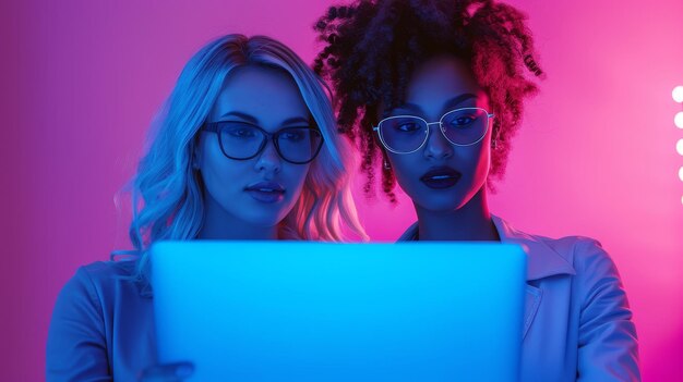 Duas mulheres de negócios em um laptop