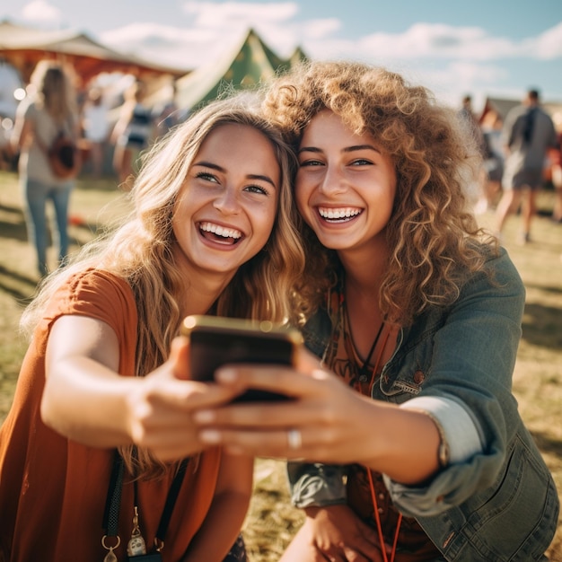 duas mulheres estão sentadas na grama e uma está vestindo uma camisa vermelha