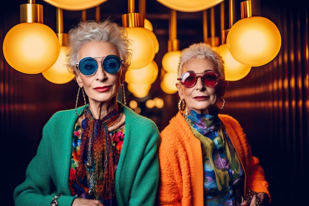 Duas mulheres mais velhas decidem sair para uma festa para se divertir Ai gerado