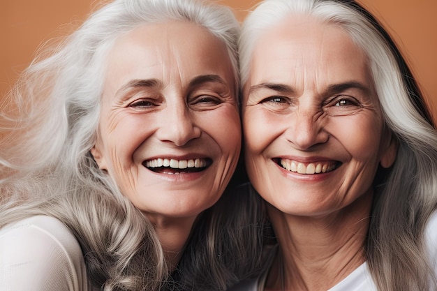 Duas mulheres sênior felizes