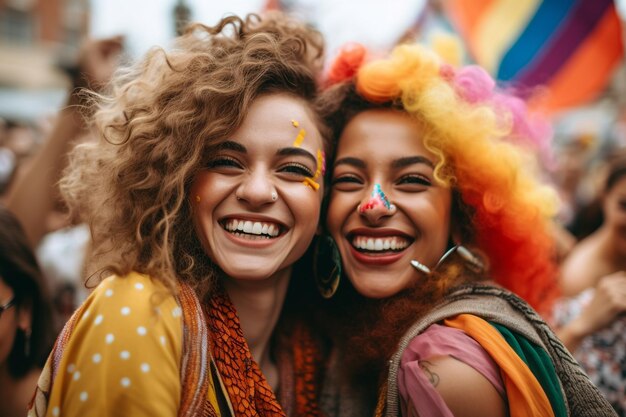 Foto duas mulheres sorrindo no festival