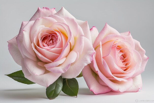 Duas rosas cor de rosa em branco