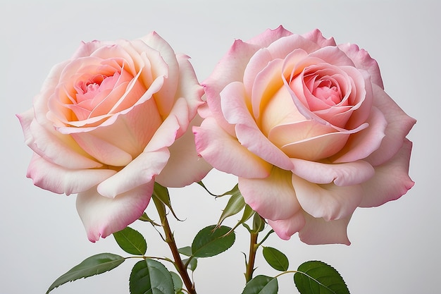 Duas rosas rosas em branco