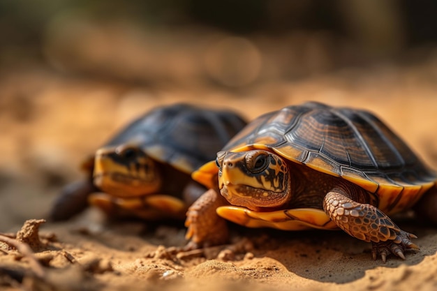 Duas tartarugas em uma praia