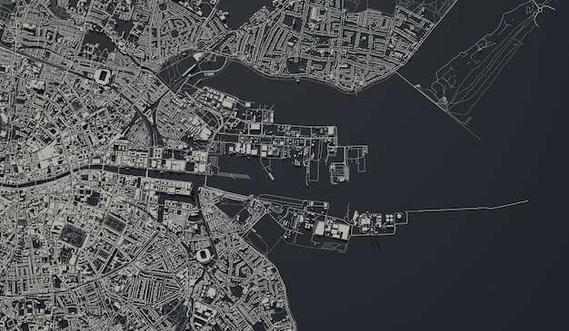 Dublin Irlanda mapa da cidade vista aérea design minimalista renderização 3D ilustração 3D