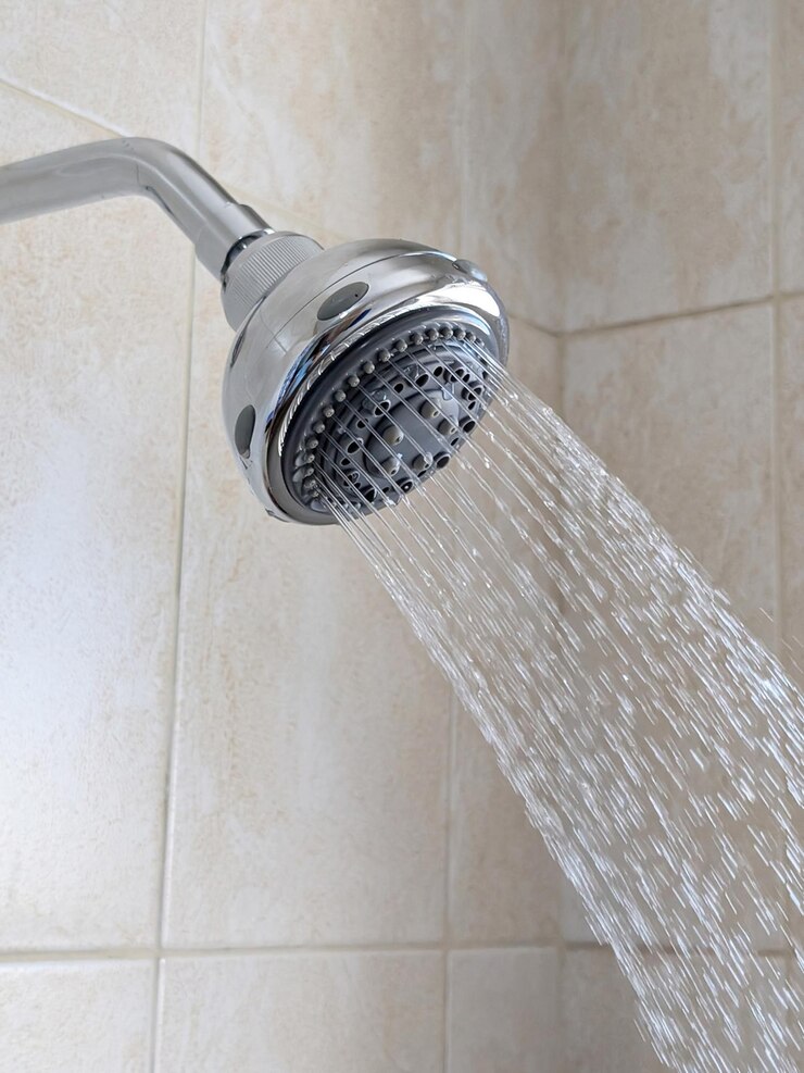 Una ducha con agua encendida