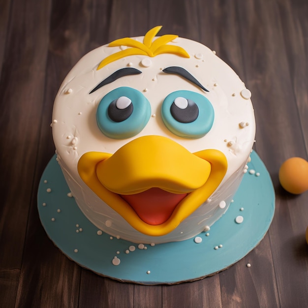 Duckcore Gelato Face Cake Um design de bolo 2D dinâmico e exagerado