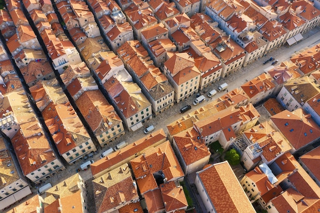 Dudrovnik Croácia Vista aérea na cidade velha Férias e aventura Vista superior do drone no antigo castelo e casas Imagem de viagem