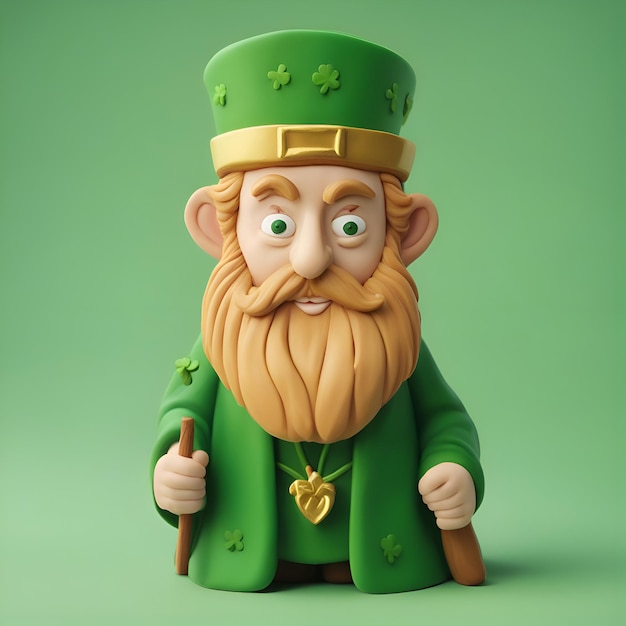 Foto duende em ilustração 3d de fundo verde