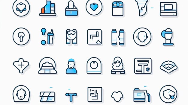 Dünne Liniensymbole für die medizinische Versorgung