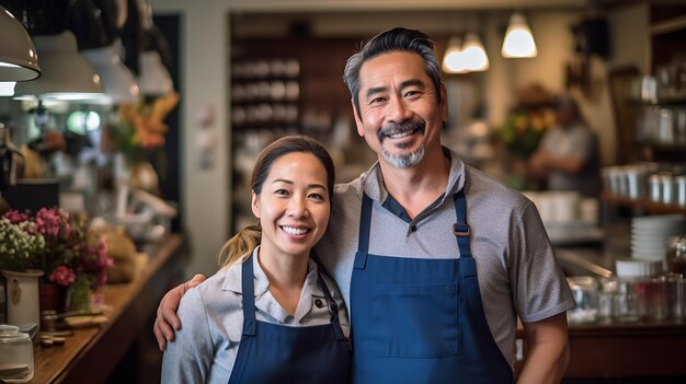 dueños de negocios en su café