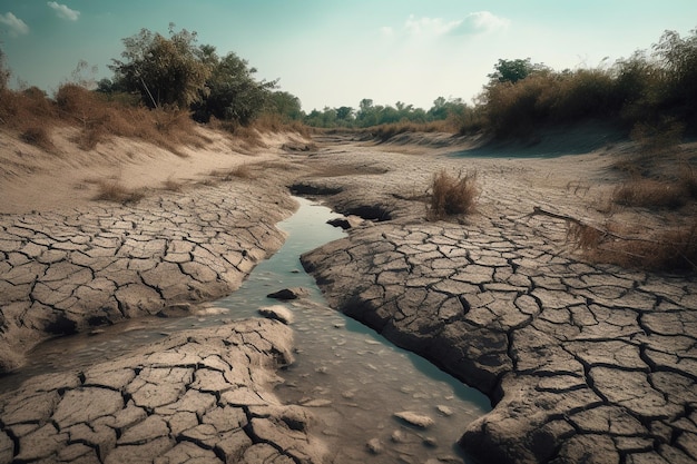 Dürre das Problem der Zukunft des Planeten Wasserknappheit Hitze globale Erwärmung Auswirkungen des Klimawandels wie Wüstenbildung und Dürren sowie dehydrierte tote Bäume