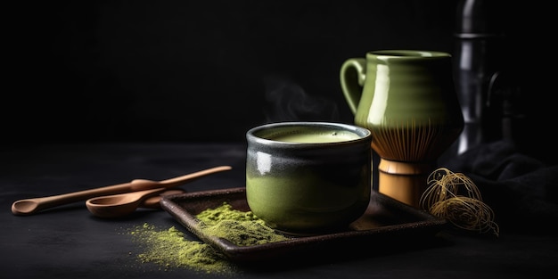 Duftender Matcha-Tee auf dem Tisch Generative KI