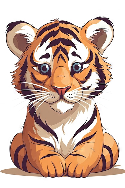 Dulce bebé tigre ilustración sobre fondo blanco