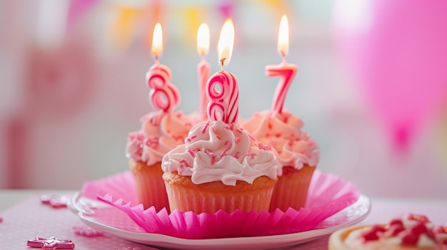 Una dulce celebración en honor a los 81 gloriosos años de un cumpleaños de chicas con velas de pastel rosa