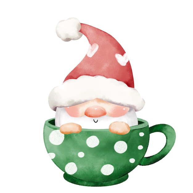 Dulce pastel dibujo a mano acuarela gnomo de Navidad