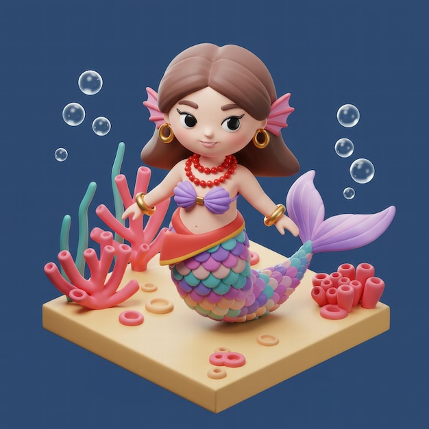 La dulce sirena de dibujos animados
