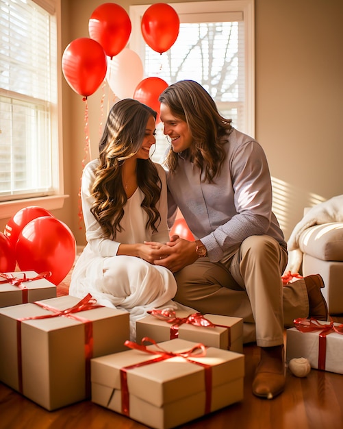 Una dulce sorpresa La romántica celebración del Día de San Valentín de una pareja con un sincero intercambio de regalos