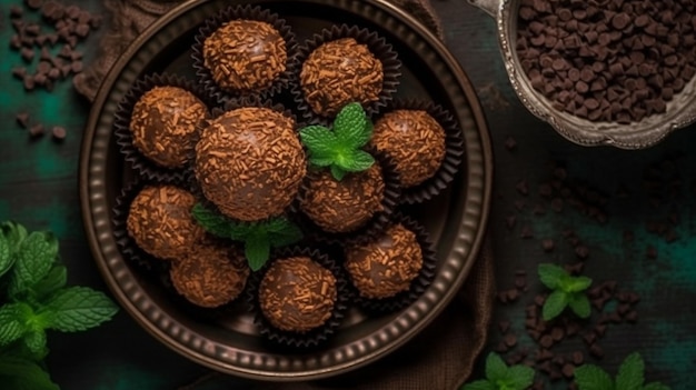 Dulces brasileños hechos a mano Beijinho y Brigadeiro IA generativa