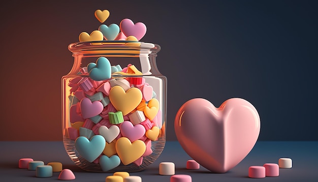 Dulces de corazones de caramelo para el Día de San Valentín en forma de símbolo de amor