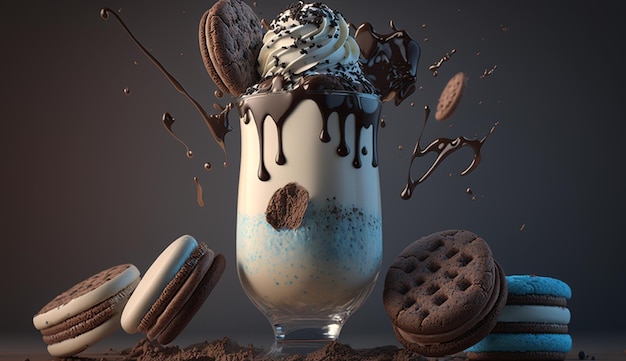 Dulces Galletas helado brownie sundae comida ilustración imagen AI generado arte