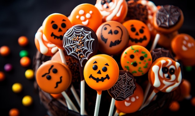 Foto dulces de halloween sobre fondo negro aislado