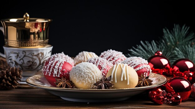 Dulces navideños americanos sobre un fondo negro cocina tradicional Idea de vacaciones de invierno