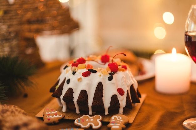 Dulces navideños. Pastel de vacaciones.