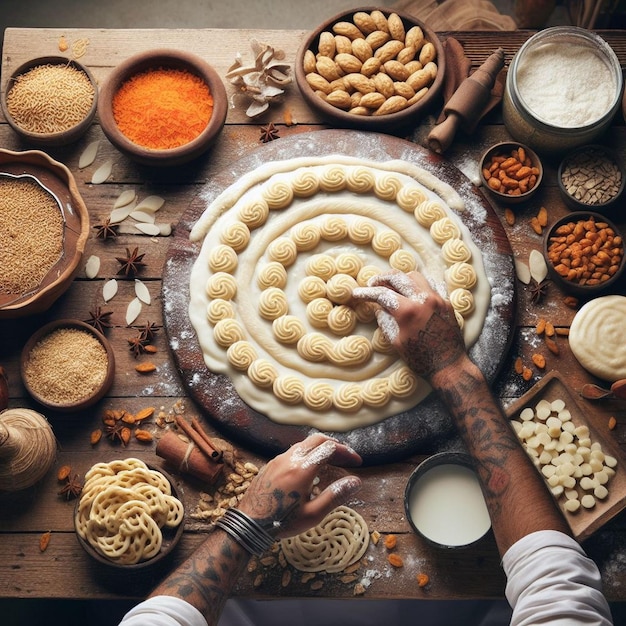 Foto los dulces tradicionales de punjab como el rewri y el gajak durante el festival de lohri los dulces del festival lohri