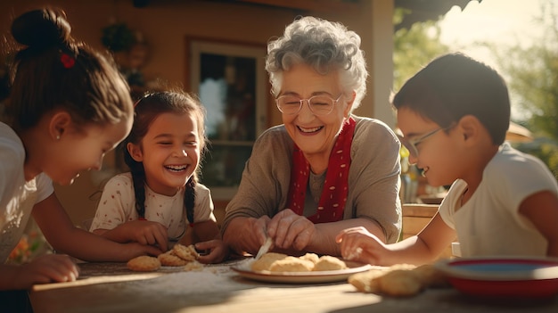 Dulces Tradiciones Mujer Mayor Horneando Galletas con Receta Secreta y Vinculación