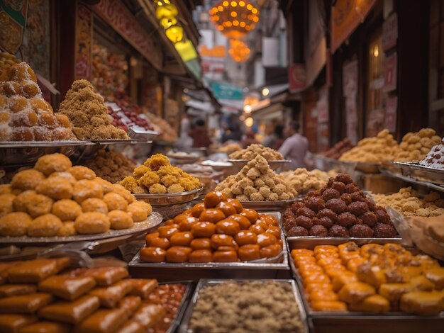 Dulces turcos en el bazar de las especias de Estambul