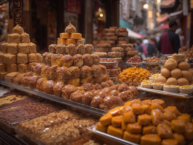 Dulces turcos en el bazar de las especias de Estambul