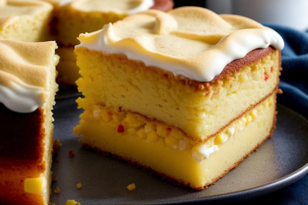 La dulzura irresistible Un tentador primer plano de un pastel de maíz dulce